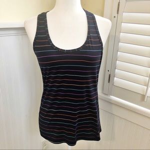 Athleta Navy Blue Rainbow Stripe Racerback Tank